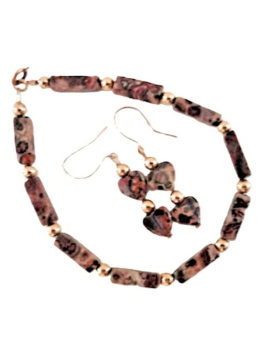The Nature Company 7" Gold Filled Nautural Bracelet and Earring Set RARE DISC